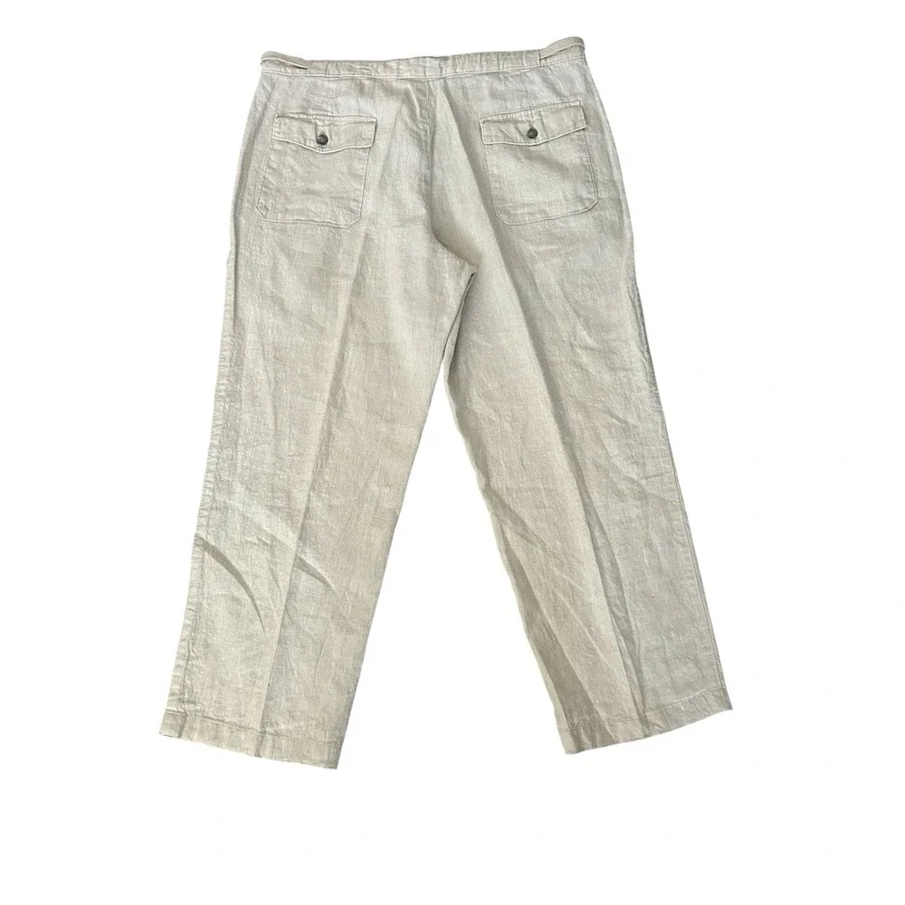 Tasso Elba 100% Linen Chino Pants Beige Semi Sheer‎ 36x27 Coastal Lightweight